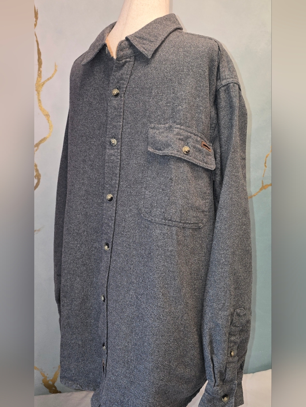 Legendary Whitetails Buck Camp Grey Midweight Flannel Shirt Jacket Corduroy L